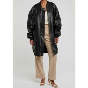 THE FRANKIE SHOP Jesse Oversized Faux Leather Bomber Jacket, Black, XS/S